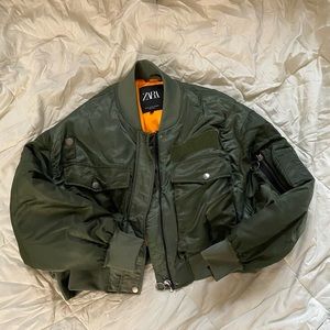 Zara Cropped Bomber Jacket